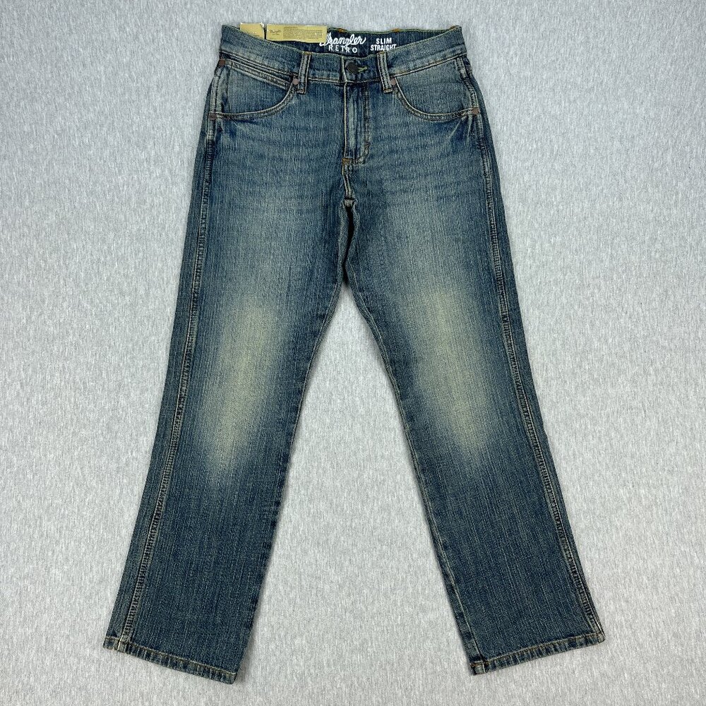 Wrangler Retro Jeans Mens 29x32 (Fits 30x30) Blue Slim Straight 88MWZ NEW